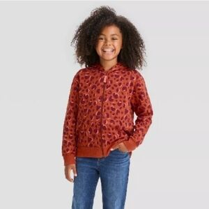 Cat & Jack Red Leopard Print Hoodie with Pockets/NWOT